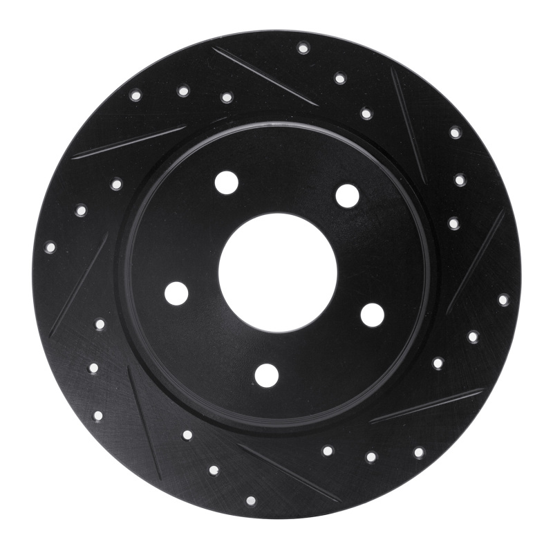 Chrysler Town & Country Brake Rotor (1) - Rear Right - R1 Concepts - Drilled & Slotted - Black - `08-`16